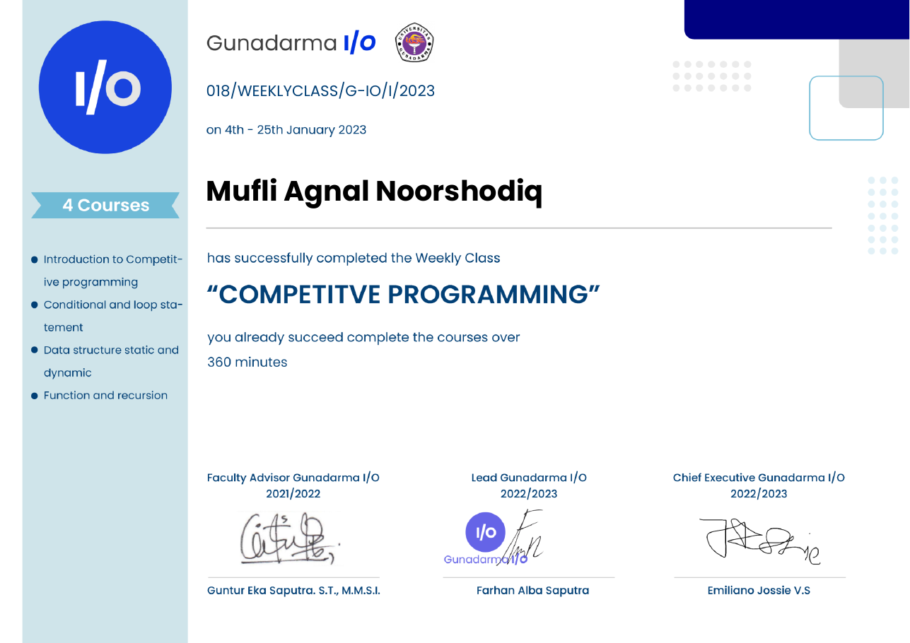 Competitive Programming certificate